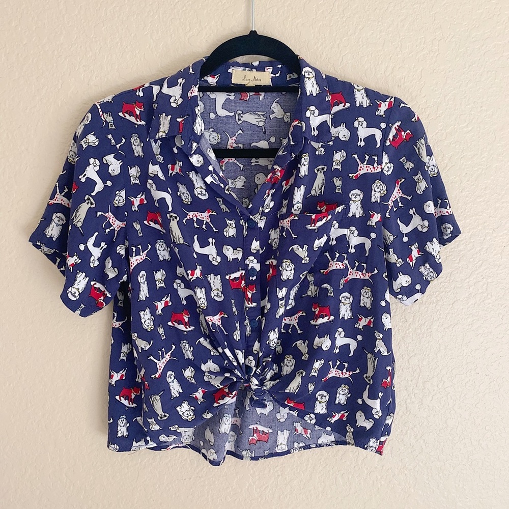 Love Notes Puppy Button Up Shirt Size M